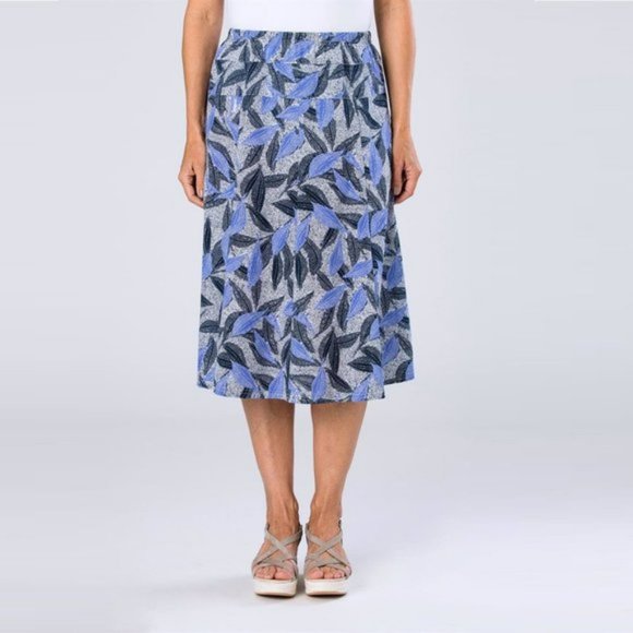 BLACK PEPPER Meadow Leaf Print Mauve High Waisted Midi Skirt - Picture 1 of 6